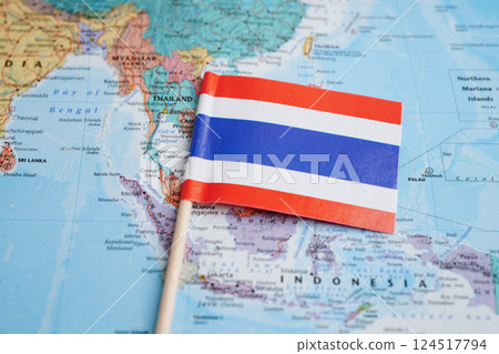 Bangkok, Thailand December 10, 2023 Thailand map in world map paper. 124517794