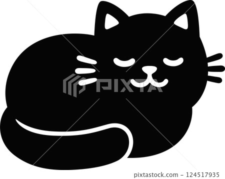 Cute cartoon black cat sleeping Cute cartoon black cat sleeping 124517935