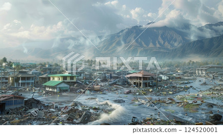 A Coastal Community Devastated By A Massive Tsunami A Coastal Community Devastated By A Massive Tsunami 124520001