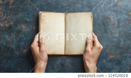 Hands Holding Notebook Top View Hands Holding Notebook Top View 124520028