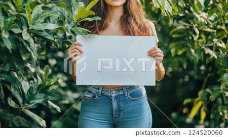 Woman Holding Card Mockup An Advertising 124520060
