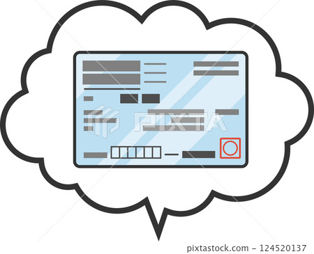 Illustration of health insurance card (insurance card) in a speech bubble Color Vector Icon Blue Illustration of health insurance card (insurance card) in a speech bubble Color Vector Icon Blue 124520137