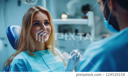 Dentist Examining A Patient at the Dental Appointment 124520158