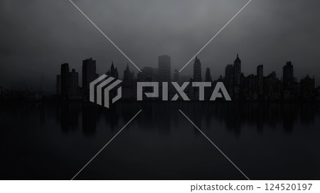 Total Darkness Artistic Depiction. Dark Neutral Background 124520197