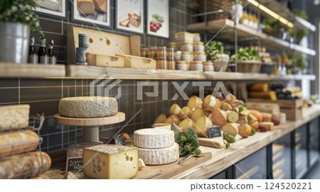 Cheese Display In A Gourmet Shop 124520221