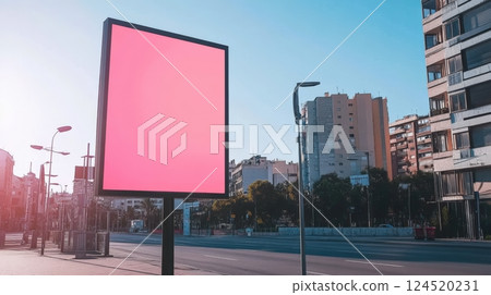 Urban Sidewalk Billboard Blanc Mock-up 124520231