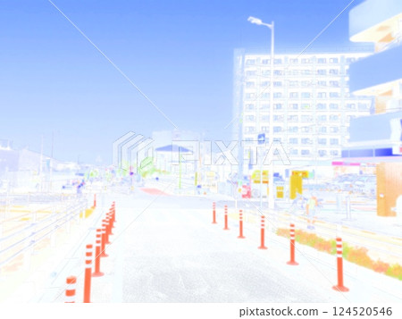 東京路景。世田谷代田車站前。插圖風格的照片。 124520546