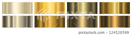 Golden metallic gradient with a frame on a white background. A pattern with a shiny metallic gradient. 124520599