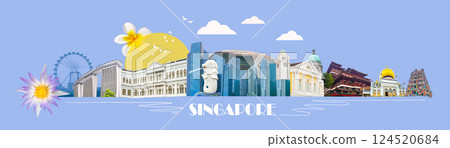 Contemporary art collage, creative design from Singapore travel images 124520684