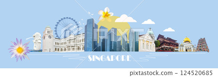 Contemporary art collage, creative design from Singapore travel images 124520685