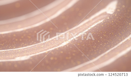 Pearlescent cream texture close-up with pink and gold reflections 124520713