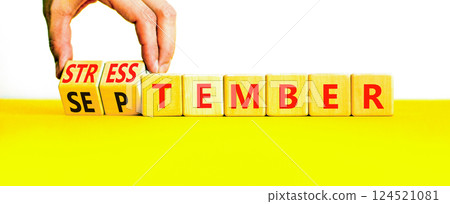 September is Stresstember symbol. Concept words September is Stresstember on beautiful wooden blocks. Beautiful yellow table white background. Business September is Stresstember concept. Copy space. September is Stresstember symbol. Concept words September is Stresstember on beautiful wooden blocks. Beautiful yellow table white background. Business September is Stresstember concept. Copy space. 124521081