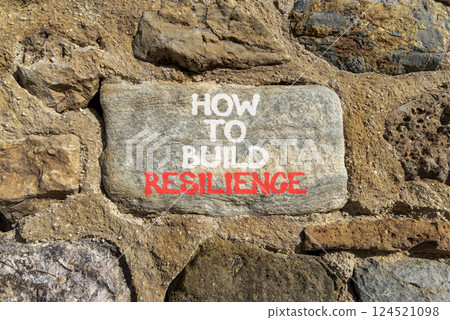 How to build resilience symbol. Concept words How to build resilience on beautiful grey stone. Beautiful stone wall background. Business and how to build resilience concept. Copy space. 124521098
