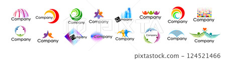 Set of abstract different logos. hand drawn. Not AI, Vector illustration Set of abstract different logos. hand drawn. Not AI, Vector illustration 124521466
