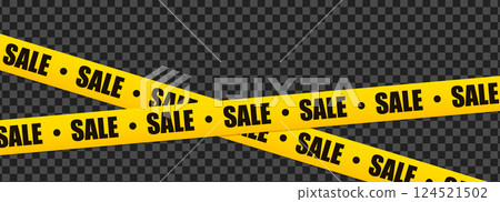 Sale Crossed Tape, Caution Discount Line, Yellow Line, increase sale design. Vector illustration 124521502