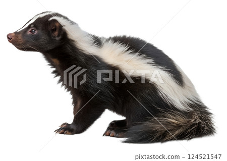 Striped skunk animal isolated on the transparent background 124521547