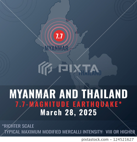 Myanmar Earthquake information illustration 124521627