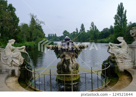 Beautiful Hyde Park in London, England, UK at the Italian Gardens. Beautiful Hyde Park in London, England, UK at the Italian Gardens. 124521644
