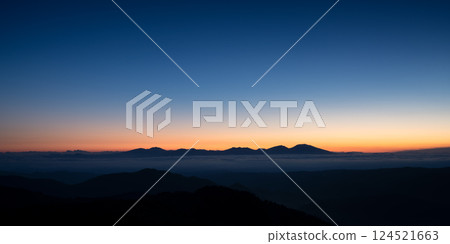 Suwa City, Nagano Prefecture Kurumayama Plateau at dawn 124521663