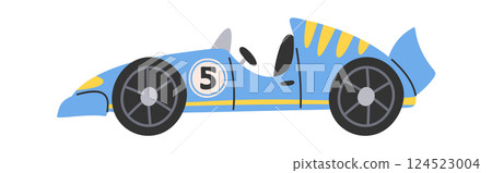Race championship car hand-drawn doodle 124523004