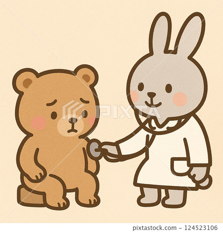 Bear being examined with a stethoscope Bear being examined with a stethoscope 124523106