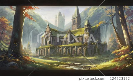 Old mossy church in the forest 124523152