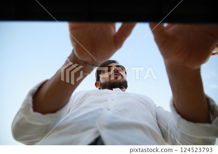 Professional Pianist Hands Play Electronic Keyboard In Nature Professional Pianist Hands Play Electronic Keyboard In Nature 124523793