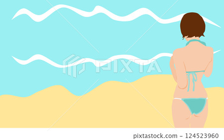 Illustration of a woman enjoying the sea during summer vacation Illustration of a woman enjoying the sea during summer vacation 124523960