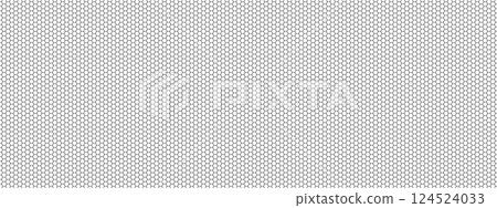 Fishing or soccer net. Repeated hexagon pattern. Black wired mesh texture isolated on white background. Metallic or fabric fence, cage or lattice structure. Vector graphic Illustration 124524033