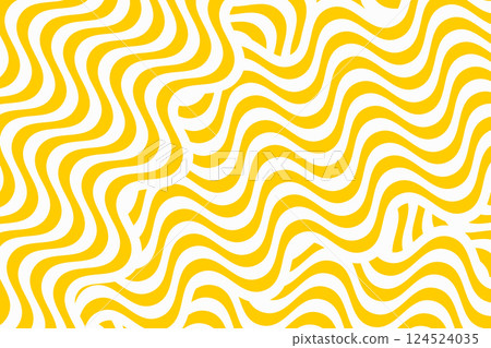 Wavy yellow lines. Ramen, pasta or noodle pattern. Spaghetti, tagliatelle or capellini background. Traditional Italian, Chinese of Japan food print. Vector flat illustration 124524035