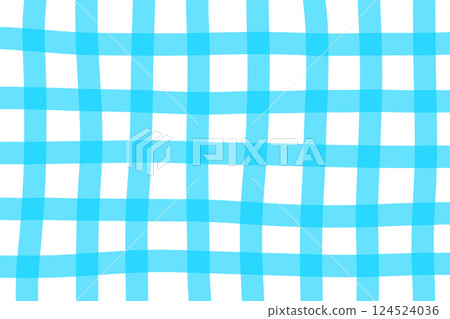Gingham or vichy pattern in doodle style. Picnic plaid, tablecloth, blanket or napkin texture in hand drawn technique. Blue crossed uneven lines. Cute minimalistic print. Vector illustration Gingham or vichy pattern in doodle style. Picnic plaid, tablecloth, blanket or napkin texture in hand drawn technique. Blue crossed uneven lines. Cute minimalistic print. Vector illustration 124524036