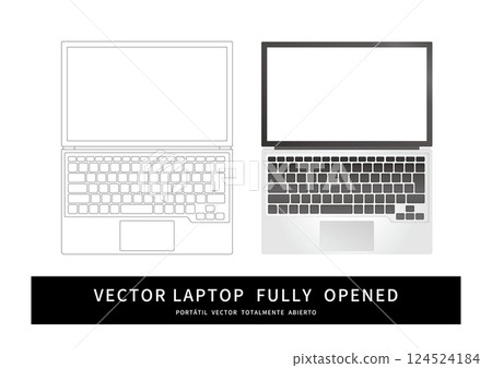 開啟的筆記型電腦向量的頂視圖 124524184