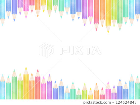 Colorful watercolor pencil frame 124524845