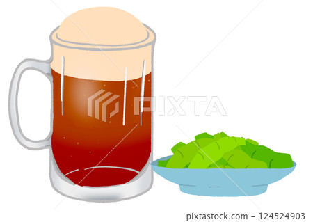 Dark beer and edamame Dark beer and edamame 124524903