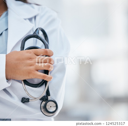 Zoom of doctor, healthcare or stethoscope in hand for cardiology, medical leadership or health wellness in hospital. Medicine, insurance or woman nurse for help, support or heart surgeon in clinic Zoom of doctor, healthcare or stethoscope in hand for cardiology, medical leadership or health wellness in hospital. Medicine, insurance or woman nurse for help, support or heart surgeon in clinic 124525317