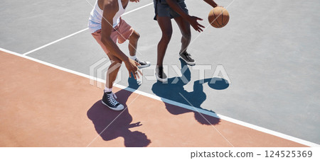 Sports, fitness and basketball training by men at basketball court for practice, exercise and stamina cardio. Sport, basketball player and friends playing competitive game outdoor, energy and workout Sports, fitness and basketball training by men at basketball court for practice, exercise and stamina cardio. Sport, basketball player and friends playing competitive game outdoor, energy and workout 124525369