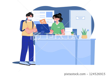 Hospital Receptionist Consulting With The Patient 124526915