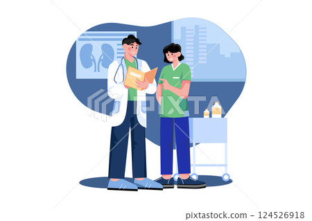 Nurses Discussing With Doctor Illustration concept on white background 124526918