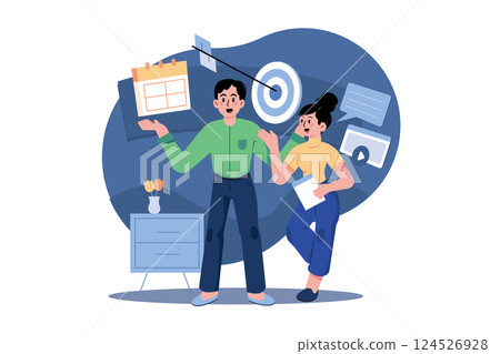 Business Team Working On Marketing Goals Business Team Working On Marketing Goals 124526928