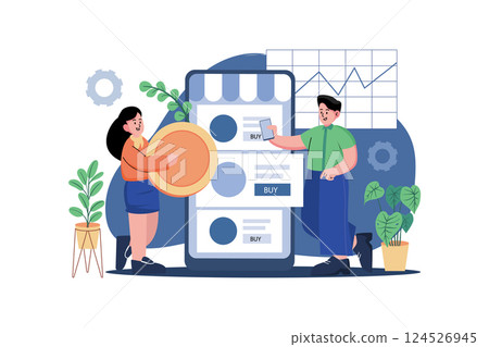 Cryptocurrency exchange Illustration concept on white background Cryptocurrency exchange Illustration concept on white background 124526945