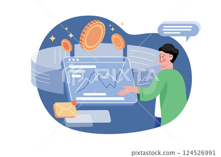Cryptocurrency Traders Checking Bitcoin Report 124526991