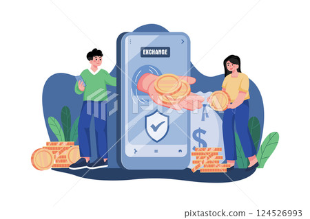 Cryptocurrency Exchange Illustration concept on white background 124526993