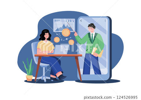 Crypto Trading Course Illustration concept on white background 124526995