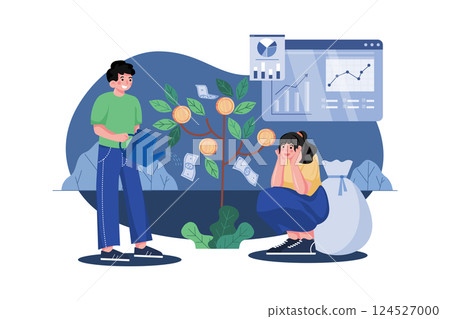 Crypto Investment Illustration concept on white background 124527000