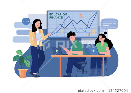 Finance Education Illustration concept. A flat illustration isolated on white background 124527004