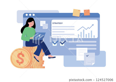 Financial Strategy Illustration concept. A flat illustration isolated on white background 124527006