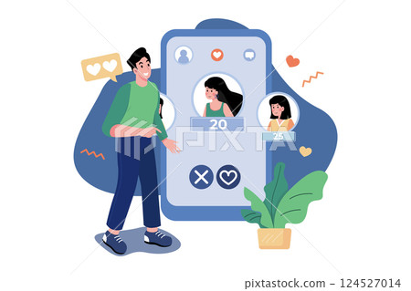 Boy selecting age in dating app Boy selecting age in dating app 124527014