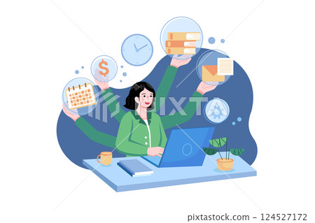 Business lady do multitasking Business lady do multitasking 124527172