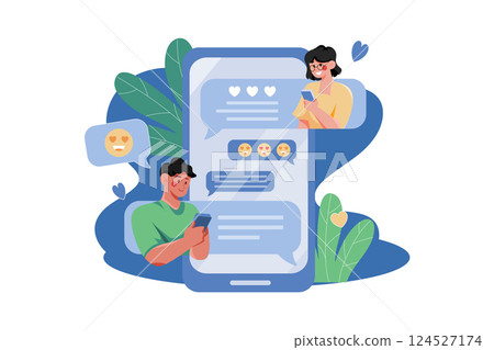Couple doing conversation on dating app Couple doing conversation on dating app 124527174