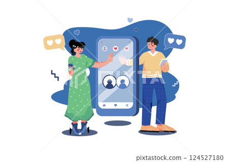 Couple found a match through an online dating app 124527180
